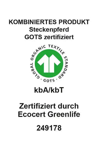 GOTS-zertifiziertes Bio-Steckenpferd Abraxas mit Gebiss – handgemachtes, nachhaltiges Spielzeug für Kinder von PAT & PATTY