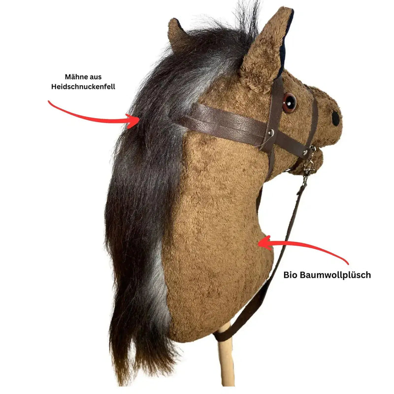 Organic Hobby Horse Abraxas with Bridle – Handmade Wooden Toy from 2 Years — Ansicht 3