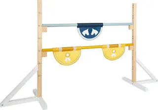 Steckenpferde Spring-Set mit zwei verstellbaren Holz-Hindernisstangen (20-70 cm) – authentisches Training für kleine Reiter aus massivem Holz.