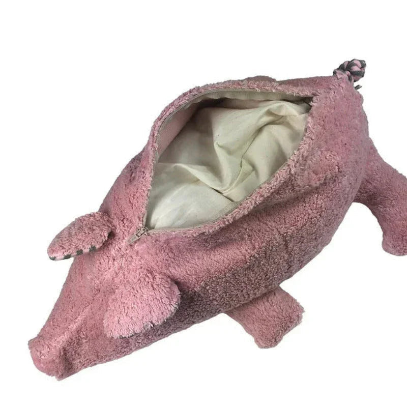 Bio Kuschelkissen Schwein mit Streifen – handgefertigt, Bio-Baumwolle, Spelzfüllung — Ansicht 2