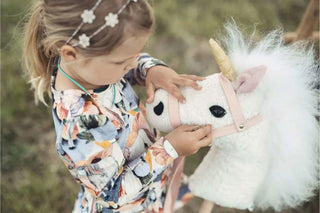Bio Steckenpferd Einhorn mit ein Mädchen