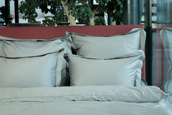 Bettwäsche Set Uni Black Sand – 100% Baumwolle Satin 300 TC, Bügelleicht