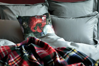 Bed linen set Uni Black sand with decorative stitching 100% mercerized cotton satin 300 TC easy-iron