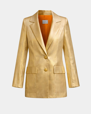 ALINE CELI COUTURE Blazer Jardin du Soleil – Seidentaft | 2B | Goldknöpfe