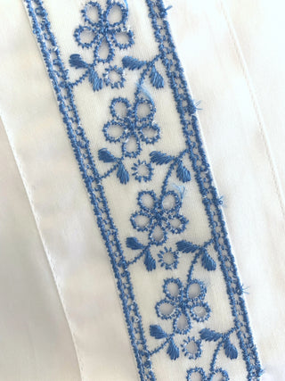 Bedding Set Floral Vine Blue 100% mercerized cotton satin 300 TC easy iron