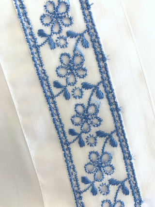 Bettwäsche Set Blumenranke Blau – 100% Baumwolle Satin | 300 TC | Bügelleicht