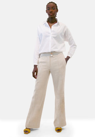 Hose Sustainable Fabric Leinen Marlene, 100 % Leinen | High-Waist | Zwei Knöpfe | EU-Produktion