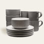 Ddoria Brunch Set – Steingut handgefertigt in Granit Grau