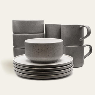 Ddoria Brunch Set – Steingut | Granit Grau | Handgefertigt & zeitlos