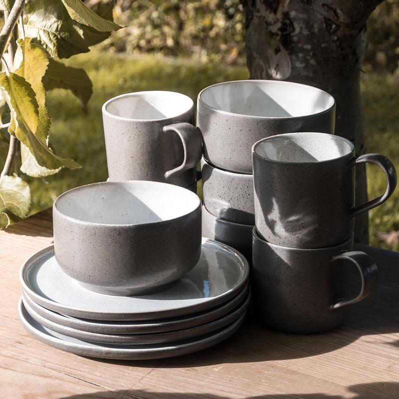 Ddoria Brunch Set – Steingut handgefertigt in Granit Grau — Ansicht 7