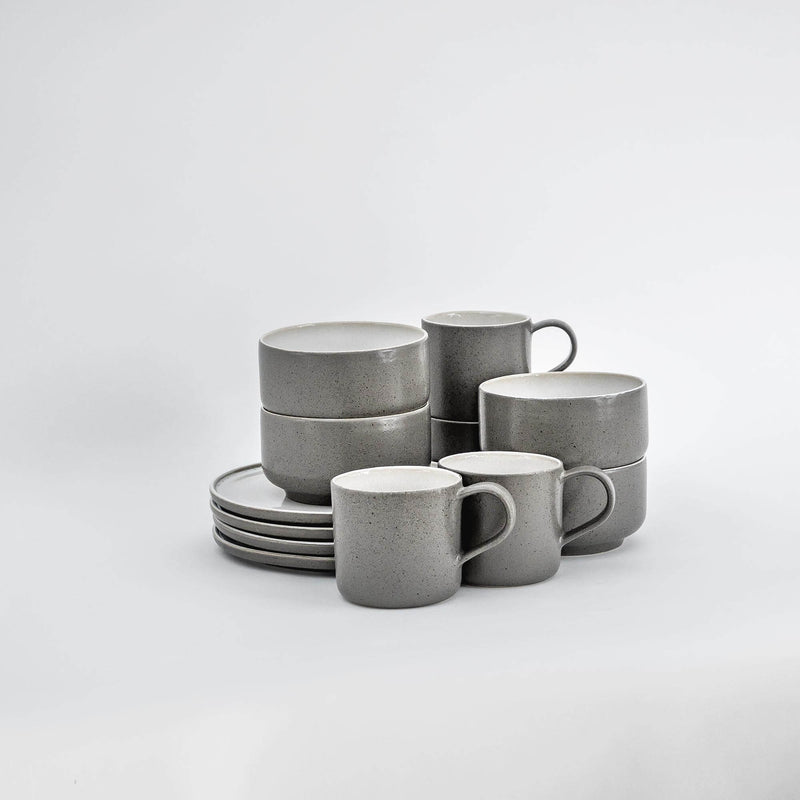 Ddoria Brunch Set – Steingut handgefertigt in Granit Grau — Ansicht 13