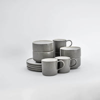 Ddoria Brunch Set – Steingut handgefertigt in Granit Grau — Ansicht 13