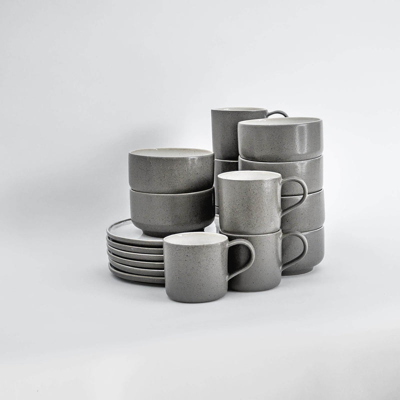 Ddoria Brunch Set – Steingut handgefertigt in Granit Grau — Ansicht 14
