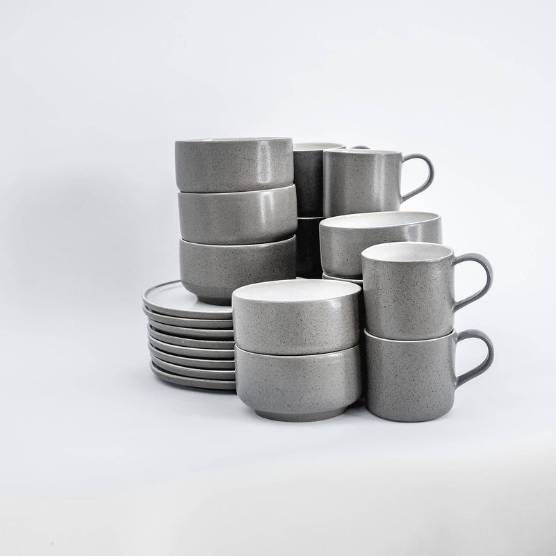 Ddoria Brunch Set – Steingut handgefertigt in Granit Grau — Ansicht 15