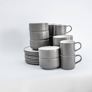 Ddoria Brunch Set – Steingut | Granit Grau | Handgefertigt & zeitlos
