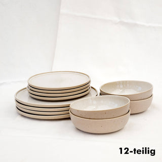 Geschirr Set Eelina – Steingut | Cappuccino Beige | Handgemacht & nachhaltig