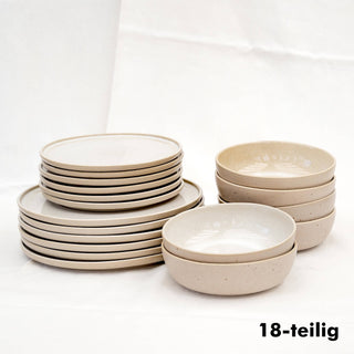 Geschirr Set Eelina – Steingut | Cappuccino Beige | Handgemacht & nachhaltig