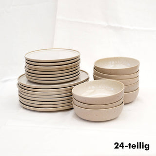 Geschirr Set Eelina – Steingut | Cappuccino Beige | Handgemacht & nachhaltig