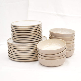 Geschirr Set Eelina – Steingut | Cappuccino Beige | Handgemacht & nachhaltig