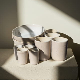 Breakfast Set Eelina Stoneware Handmade Beige – 6, 12, 18 or 24-piece