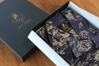 Satin Kimono Indigo Peony 100% mercerized cotton satin 300 TC