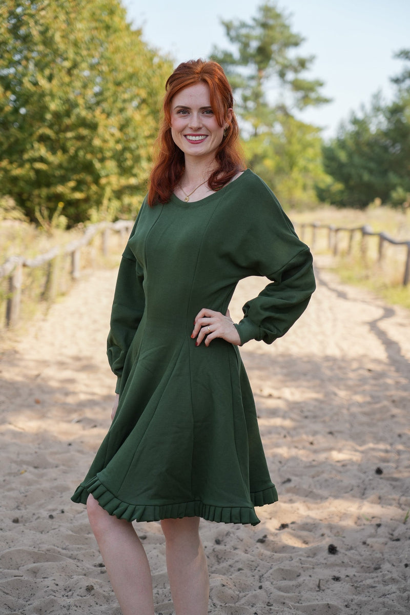 KAYLA dress green khaki – Organic cotton | Ruffle hem | Sustainable — Ansicht 4