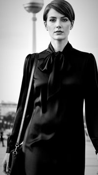 Dress Sustainable Fabric Bianca, recycled polyester, bow detail, EU production — Ansicht 6