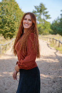 Marleen long jumper sienna – Hip-length jumper | Balloon sleeves | Organic cotton — Ansicht 5