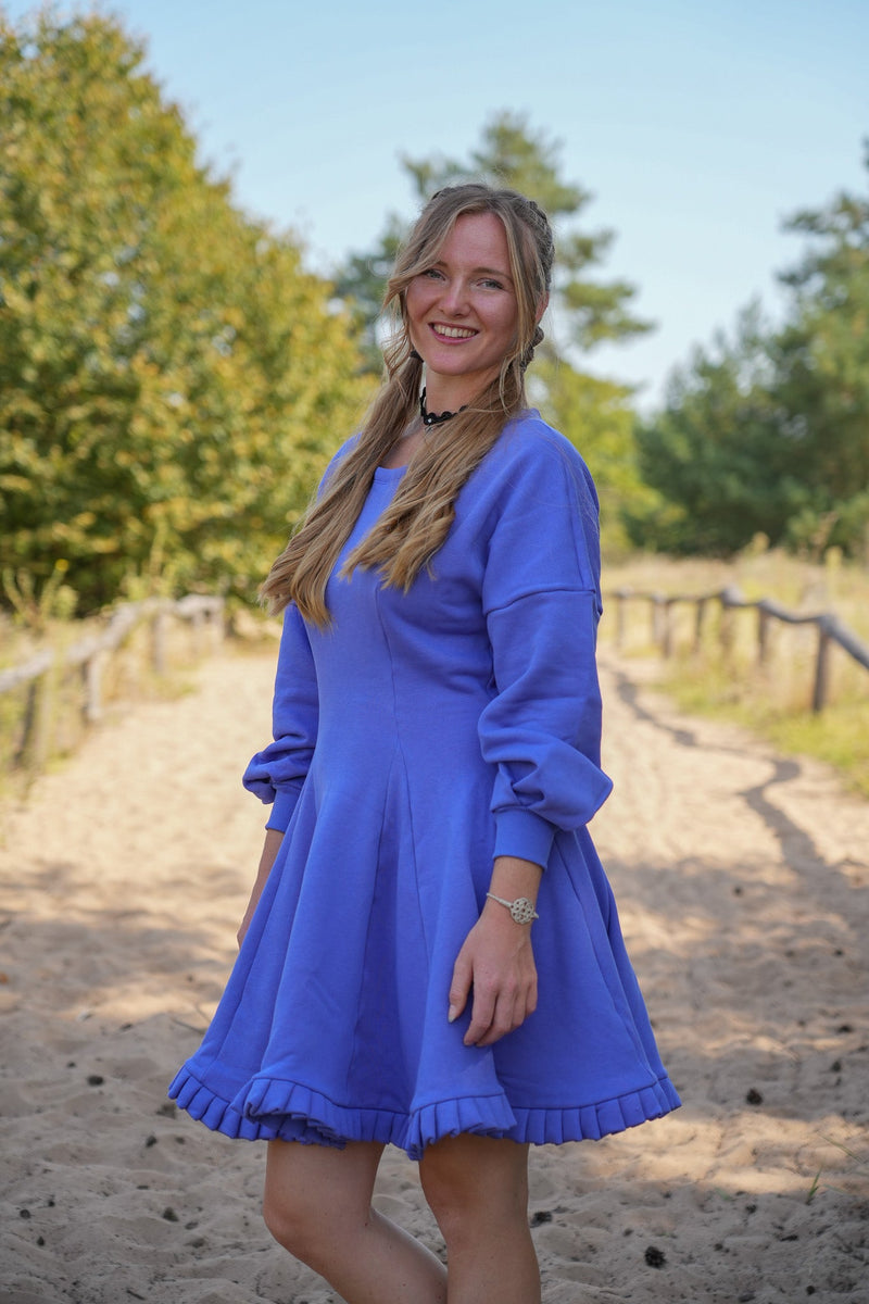 KAYLA Kleid Violet Blue – Bio-Baumwolle, taillenbetont — Ansicht 5