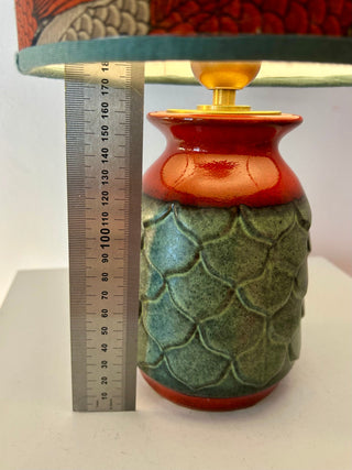 70er Jahre Jasba Vasenlampe mit japanischem Koi-Schirm