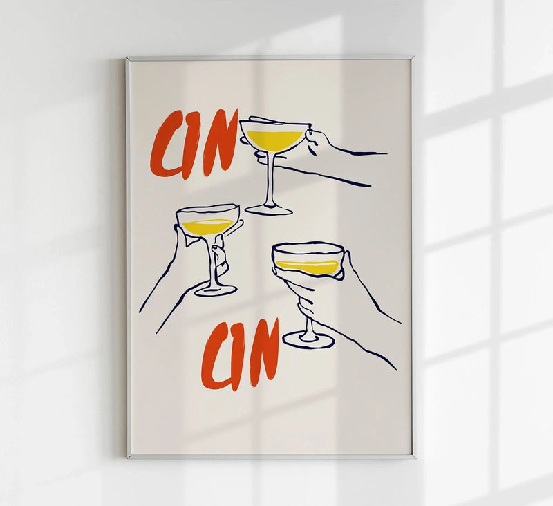 Raise your glass and Cin Cin Art Poster – Handgefertigt in Berlin — Patroa Studio