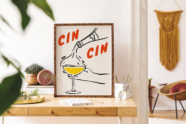 Fill Your Glass and Cin Cin Art Poster – Modern Wall Decor | Patroa Studio