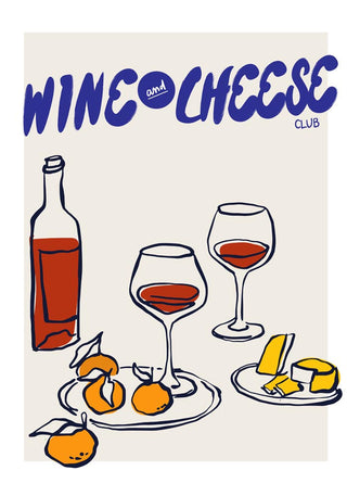 Wine and Cheese Club Art Poster – Fine Art Print | Kulinarische Kunst | Zeitloser Genuss