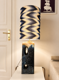 XL Table Lamp Übelacker Fat Lava Ceramic Brass Ikat Shade — Ansicht 10