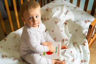 Kinderbettwäsche „Schneemann und Rehe“ – OEKO‑Tex Baumwolle | Musselin/Satin | Handgefertigt