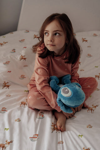 Kinderbettwäsche „Schneemann und Rehe“ – OEKO‑Tex Baumwolle | Musselin/Satin | Handgefertigt