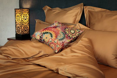 Duvet Cover Set Solid Cinnamon 100% Cotton Sateen 300 TC Easy Iron