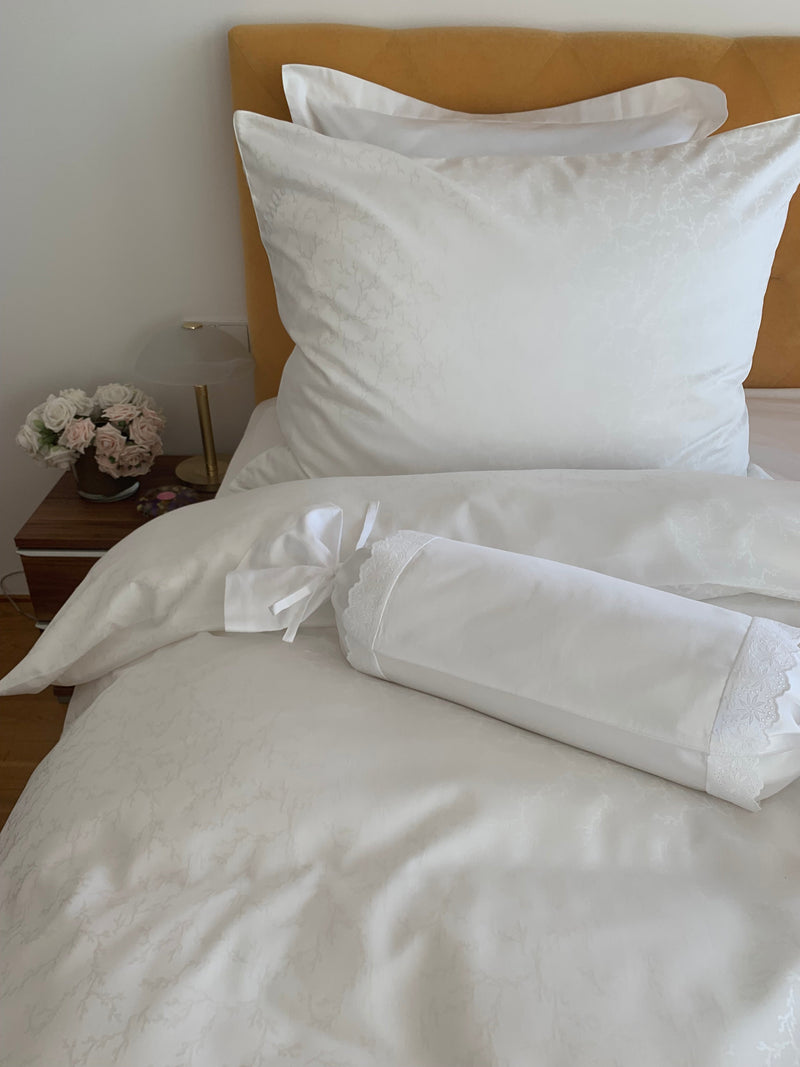 Damast go-green Bed Linen Set Coconut White – 50% Cotton, 50% Lyocell, easy iron — von der Thannen Luxury Bedding