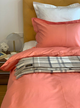 Bettwäsche Set Coral Uni – 100% mercerisierte Baumwolle | Satin 300 TC | Bügelleicht