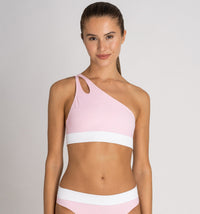Cotton Beach Bikini Top Pink – Recycled ECONYL®, asymmetrical — Ansicht 1