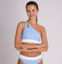 Cotton Beach Bikini Top Light Blue – Asymmetrical with Cut Out