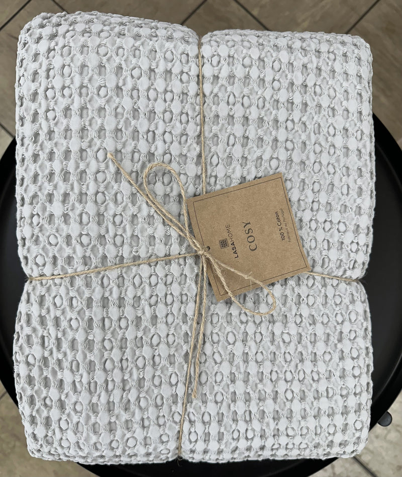 Waffeldecke Cozy – 100 % Baumwolle, weiche Waffelstruktur, Made in Portugal — Ansicht 3