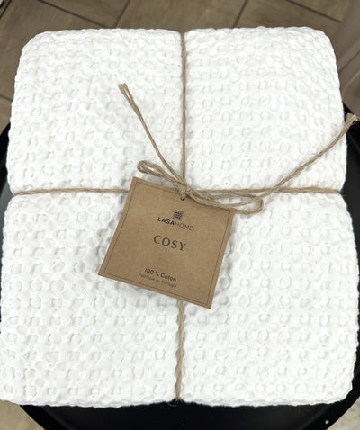 Waffeldecke Cozy – 100 % Baumwolle, weiche Waffelstruktur, Made in Portugal