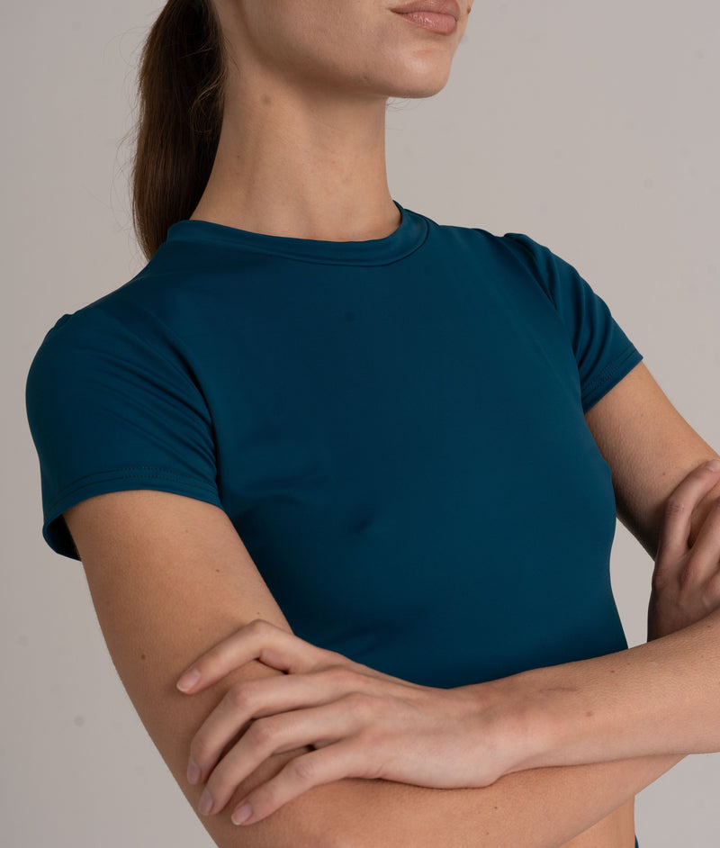 Cropped Opaque T-Shirt ECONYL® Women's Fitness Top — Ansicht 4
