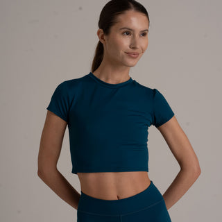 Cropped T-Shirt Blickdicht ECONYL® Fitness Top Damen