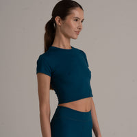 Cropped Opaque T-Shirt ECONYL® Women's Fitness Top — Ansicht 2