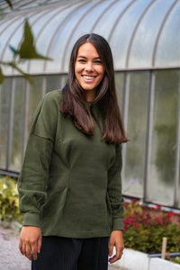 Nayala long sweater green khaki – Organic cotton, elegant & figure-flattering — Ansicht 7