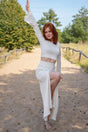 Lya Long Skirt creamy white – flowing cut, elasticated waist, side slit