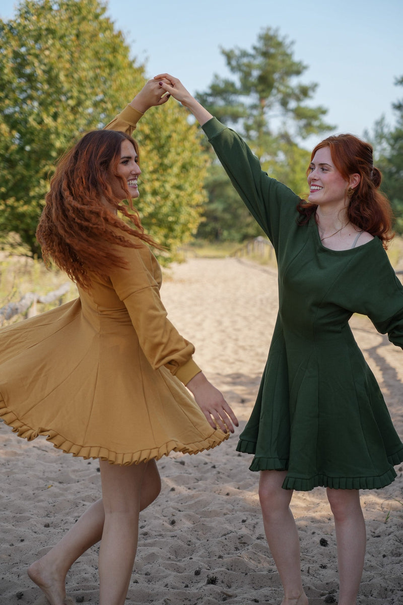 KAYLA dress green khaki – Organic cotton | Ruffle hem | Sustainable — Ansicht 8