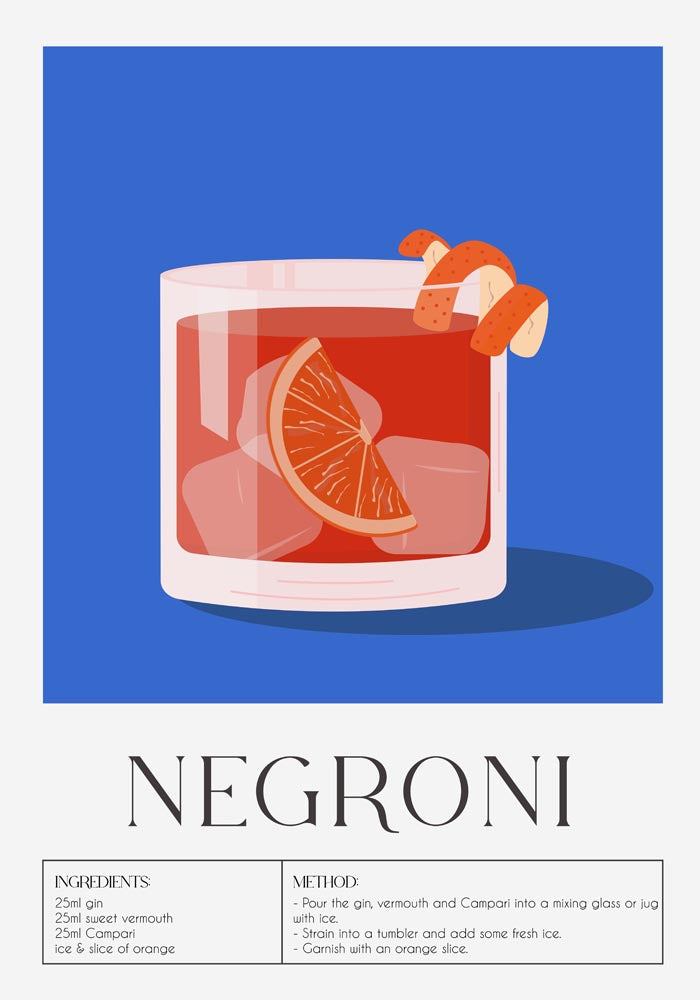 Negroni Drink Art Poster Fine Art Canvas – Classic Cocktail — Ansicht 4